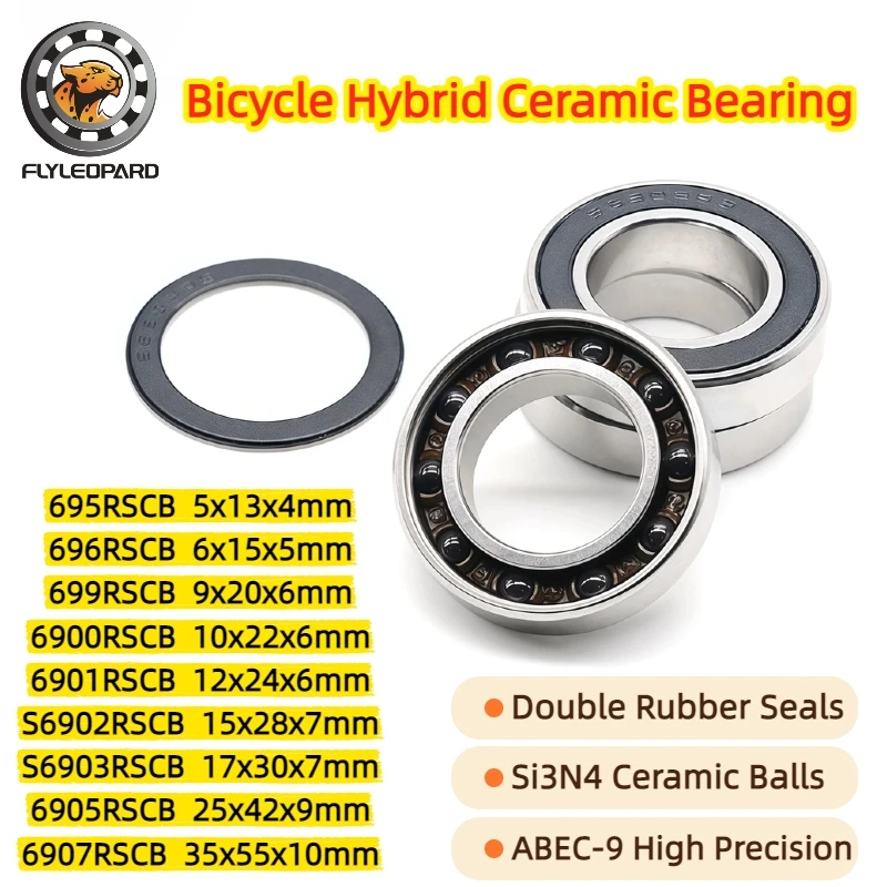 1 szt. Łożysko hybrydowe ceramiczne 6901RS 12x24x6mm ABEC-9 z kulkami ceramicznymi Si3N4 695 696 699 6902 6903 2RS do piast rowerów górskich i szosowych, pedałów