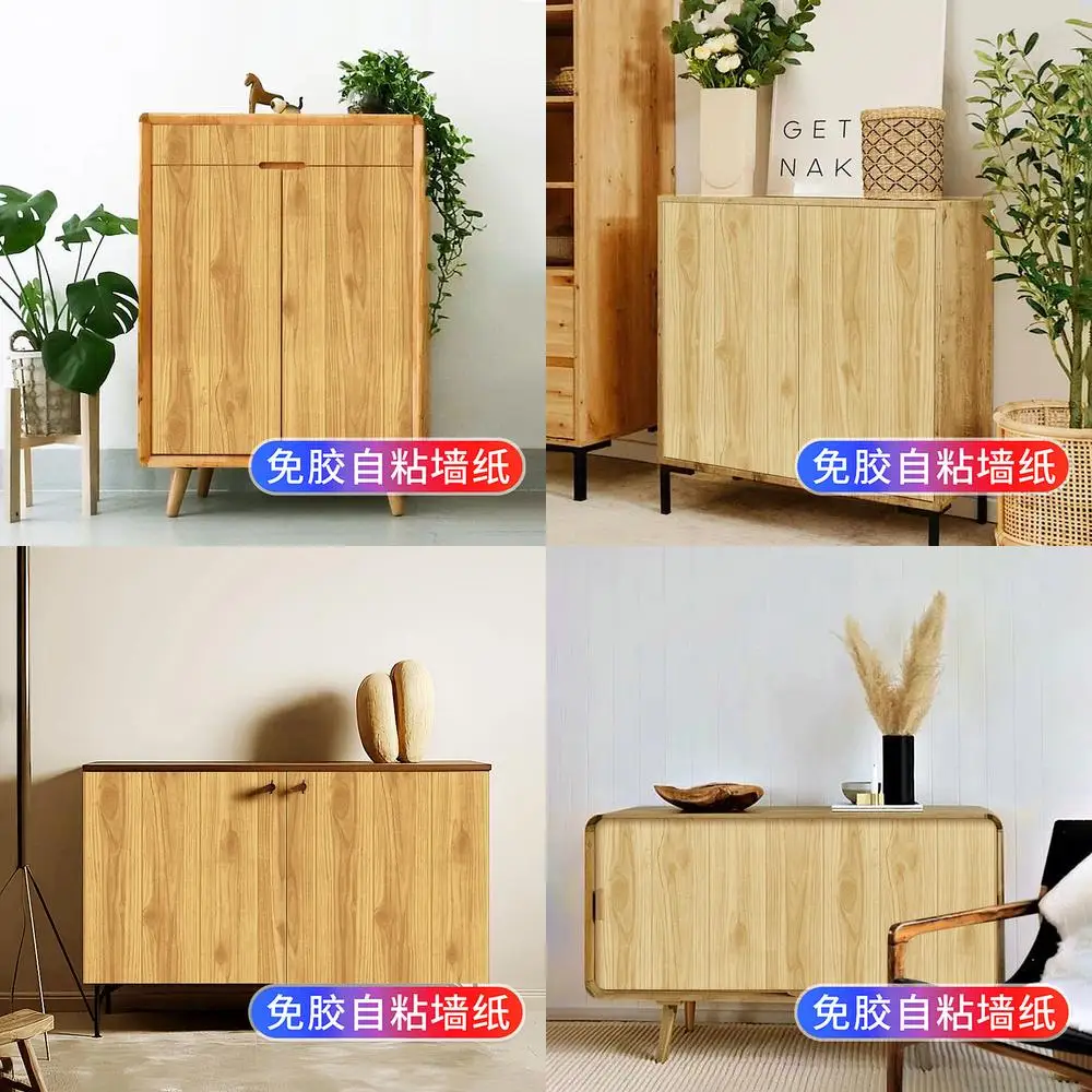 

Самоклеящиеся обои под дерево для ремонта мебели, двери шкафа в общежитии, раздвижной стеклянный шкаф, ремонт, изменение цвета