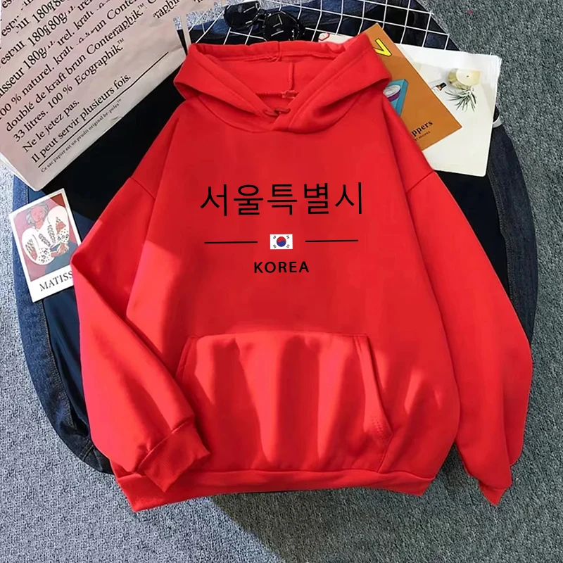 Seoul Korea Print Hoodie für Frau Hohe Qualität Hoode Langarm Pullover Alle Saison Weibliche Täglich Casual Sport Lose Sweatshirt – Detail 10