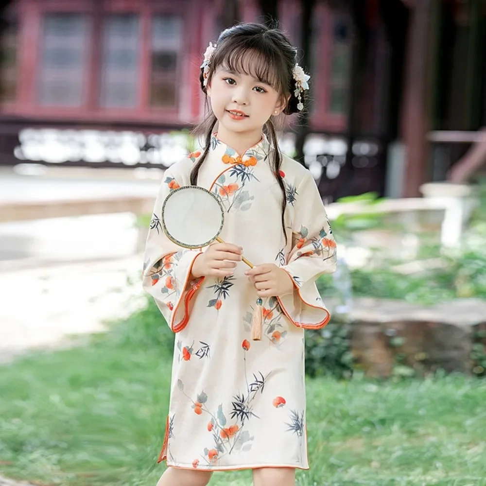 

Stage Show Children's Clothing Qipao Vintage Cheongsam Hanfu Kids Clothes Flower Girls Dress Summer Cosplay Costumes Party