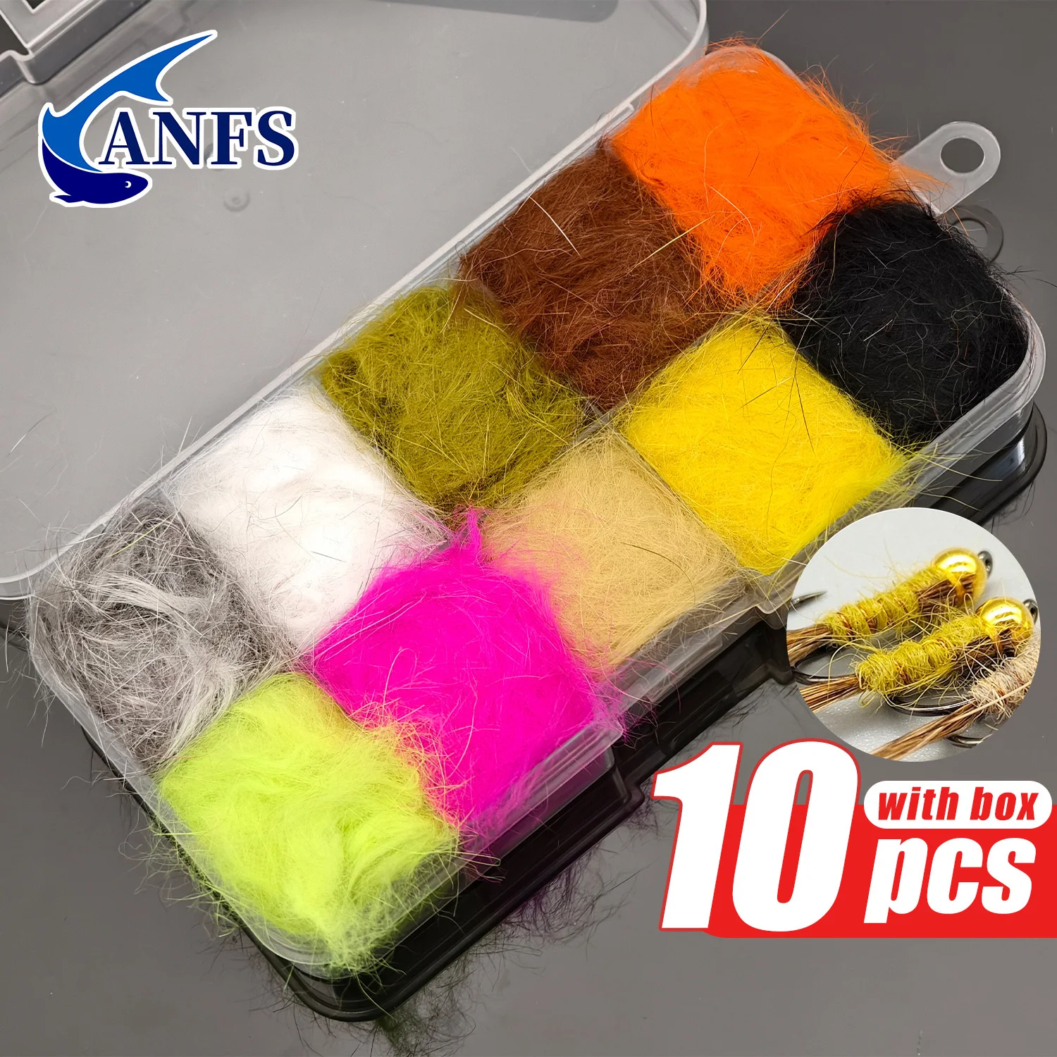 

ANFS 10 Color Fly Tying Rabbit for Ice Dubbing Mix Nymph Caddis