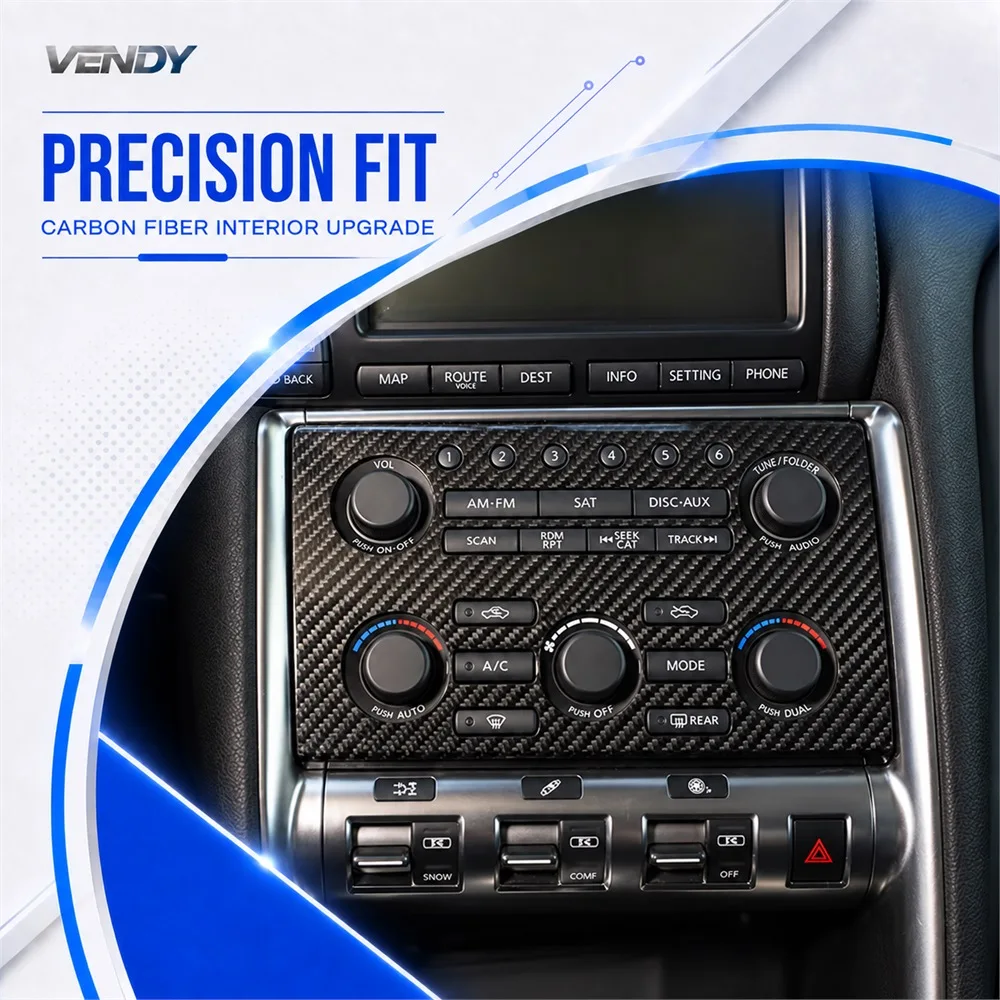 Real Carbon Fiber For Nissan GTR R35 2008-2016 LHD Center Console Volume CD Panel RHD Cover Trim Modified Parts Accessories