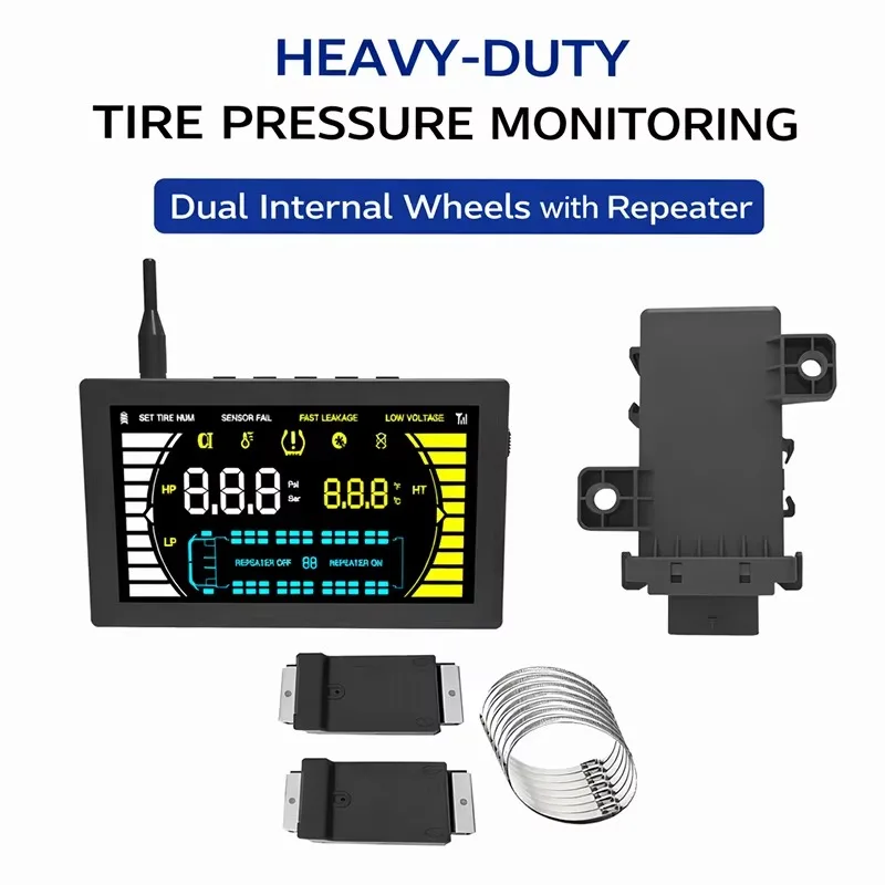 18-Wheel trailer TPMS system with RS232 and RS485 output solutions, truck tire pressure monitoring system with bandage sensors