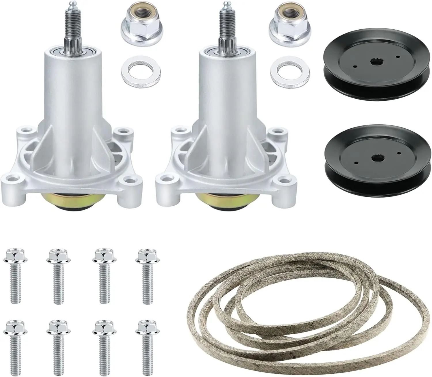

46 Inch Mower Deck Rebuild Kit with Spindle Assembly and Pulleys for Lawn Tractors, Includes Belt