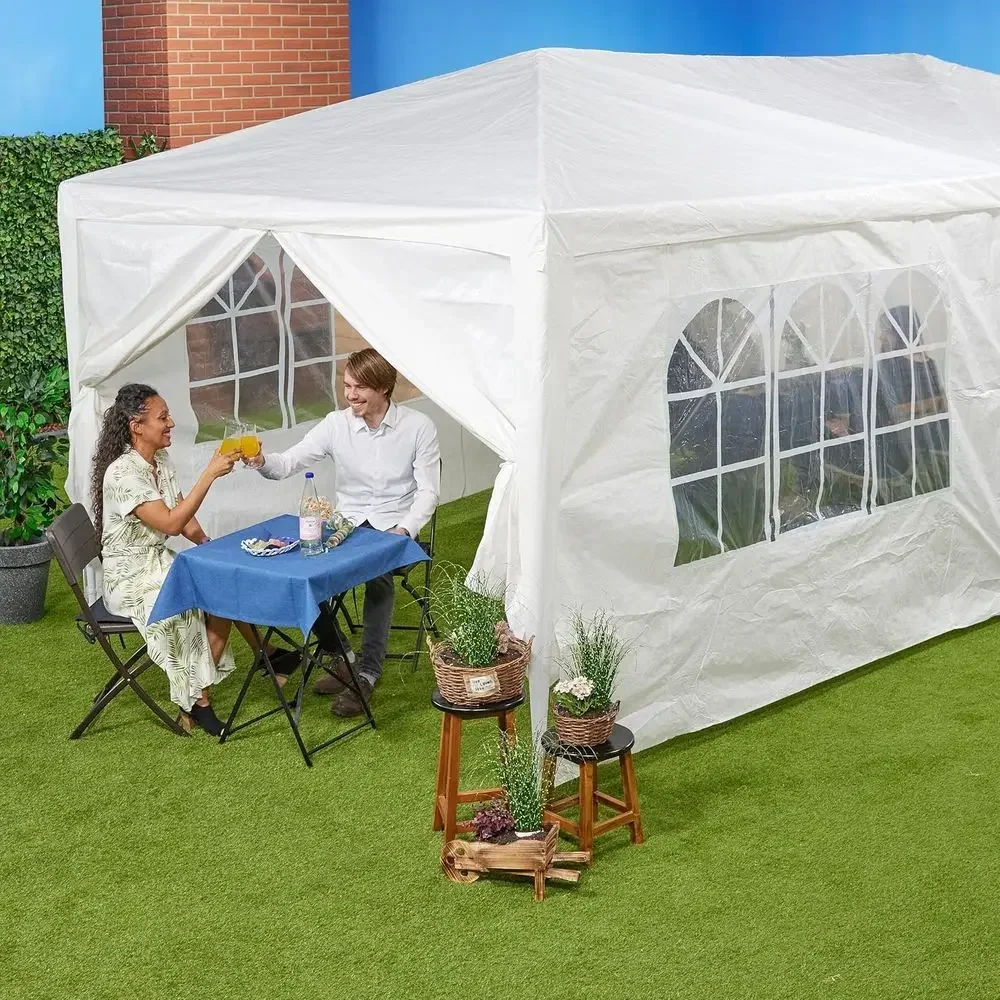 6-Pack White Waterproof Plastic Gazebo Side Panels with Easy Fasteners for Outdoor Party Tents