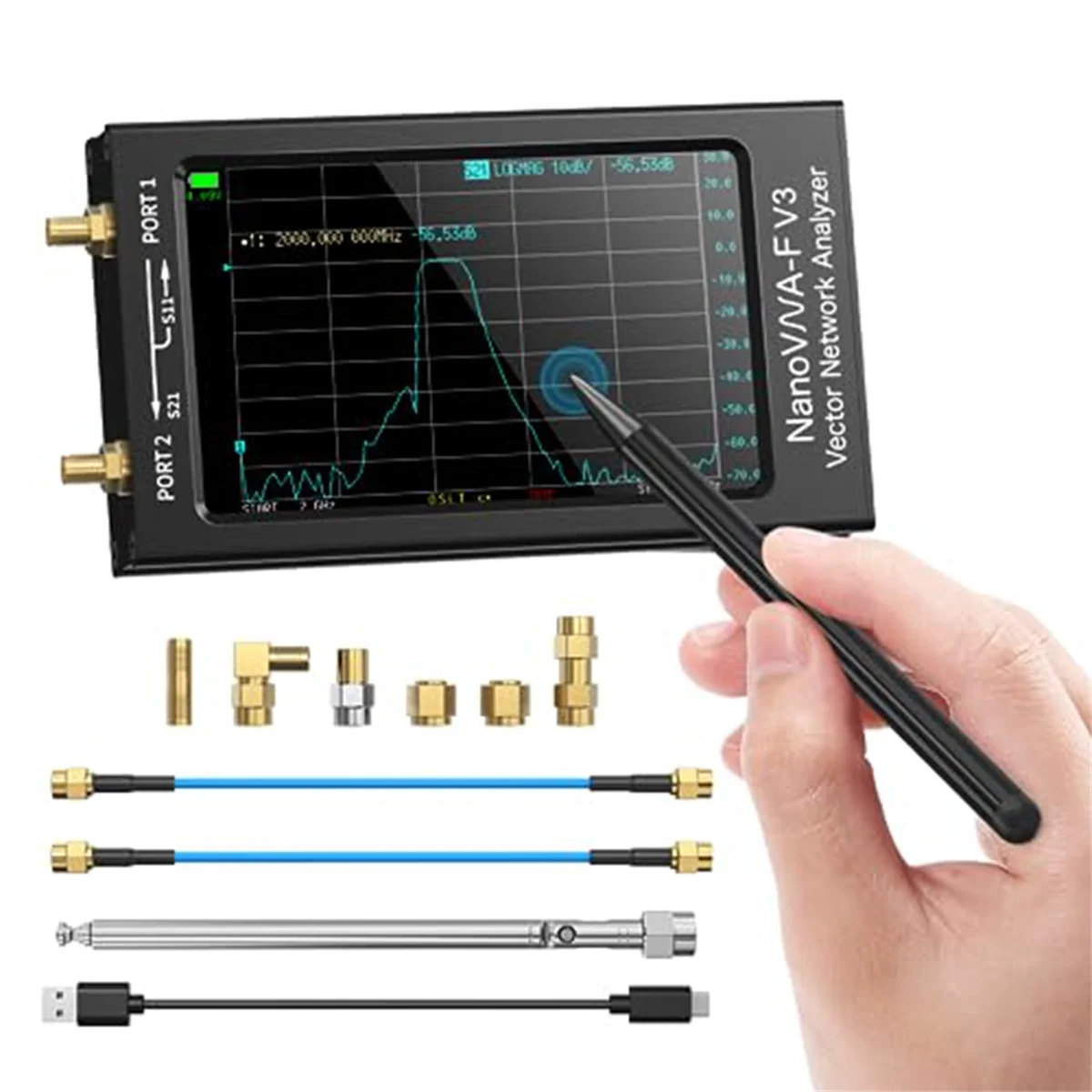 

NanoVNA-F V3 Vector Network Analyzer, 1MHz-6GHz 4.3-Inch HF VHF UHF VNA Antenna Analyzer, Measures 801 Scan Points