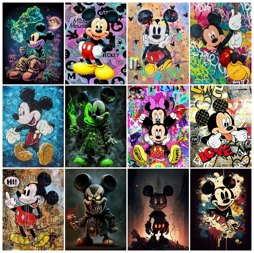 

Новинка 2024, комплект алмазной живописи Диснея, Минни, граффити, мышь, вышивка, 5D DIY, мозаика, версия ужасов, приглашение, домашний декор, подарок