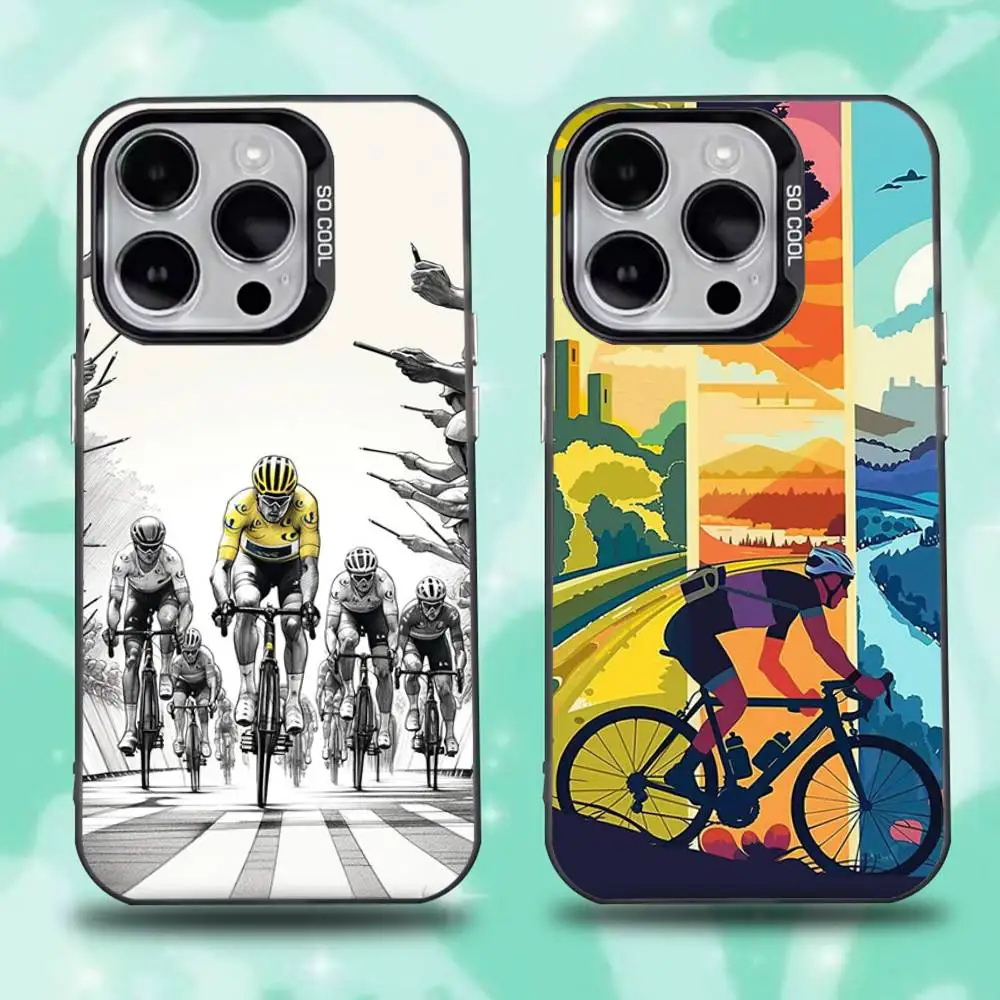 

T-Tour De France Bike Phone Case For iPhone 16,15,14,13,12,11,Pro,Max,Plus,Mini,XS,SE Anti Fall Black Matte Hard Bumper
