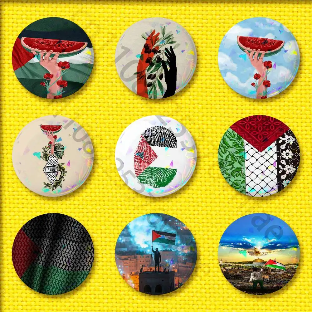 

Watermelon P-PalestineS-F-Flagjpg Badge For 75mm 25mm 44mm 32mm 58mm Round Pin Brooch Insignia Shell Adornment