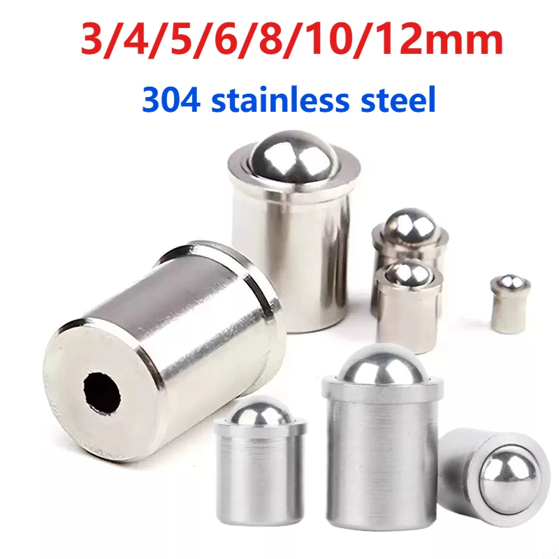304 Stainless Steel Ball Plungers Press Ball Spring Plunger Straight Push Fit POM Ball Plunger 3/4/5/6/8/10/12mm