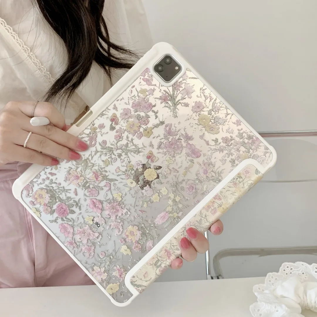 Retro Flower Case For ipad Air 5 4 10.9 Pro 11 10.5 Air 9.7 2022 Mini 6 Smart Cover With Pencil Holder iPad 10.2 8th Generation