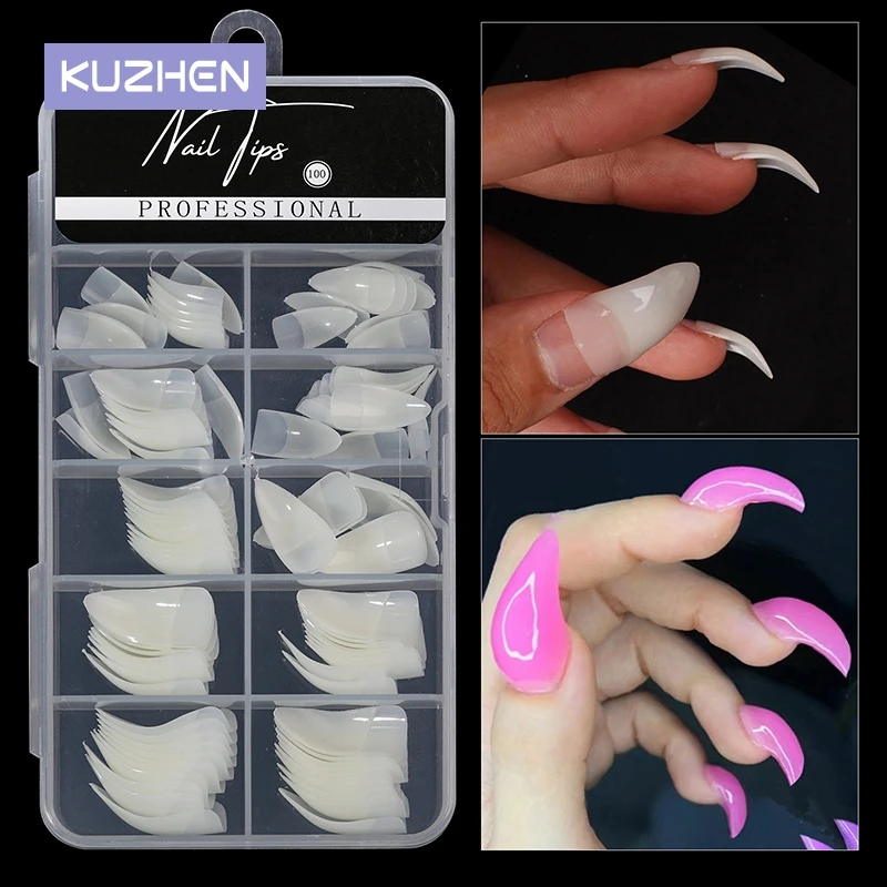 100Pcs/Box Fashion Special Shaped False Nails Eagle Claw Art Salon Dark Gothic Halloween Fake Nail Patches Y2k Manicure Tool