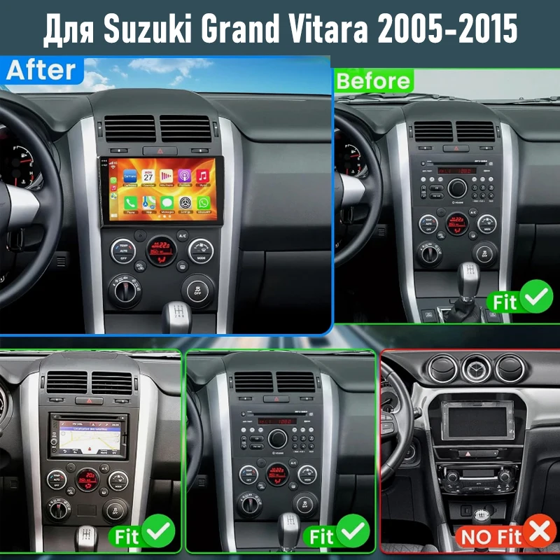 9'' For Suzuki Grand Vitara 2005-2015 Car Radio Android 15 GPS Google Map Bluetooth Carplay Camera Stereo FM 2DIN Head Unit