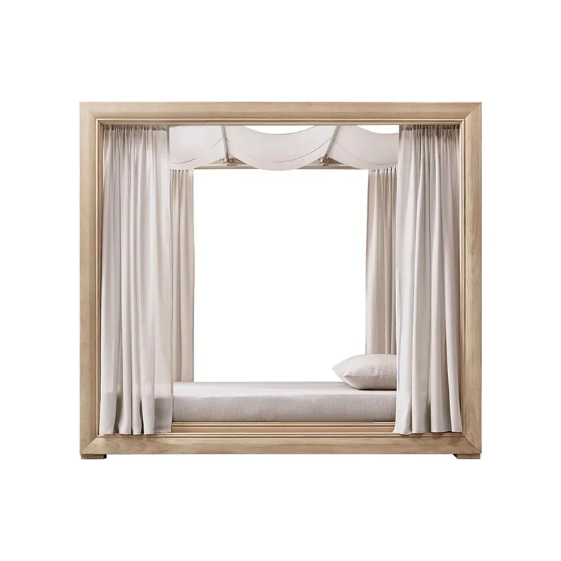 Outdoor courtyard open-air leisure double bed B & B hotel clubhouse solid wood bed