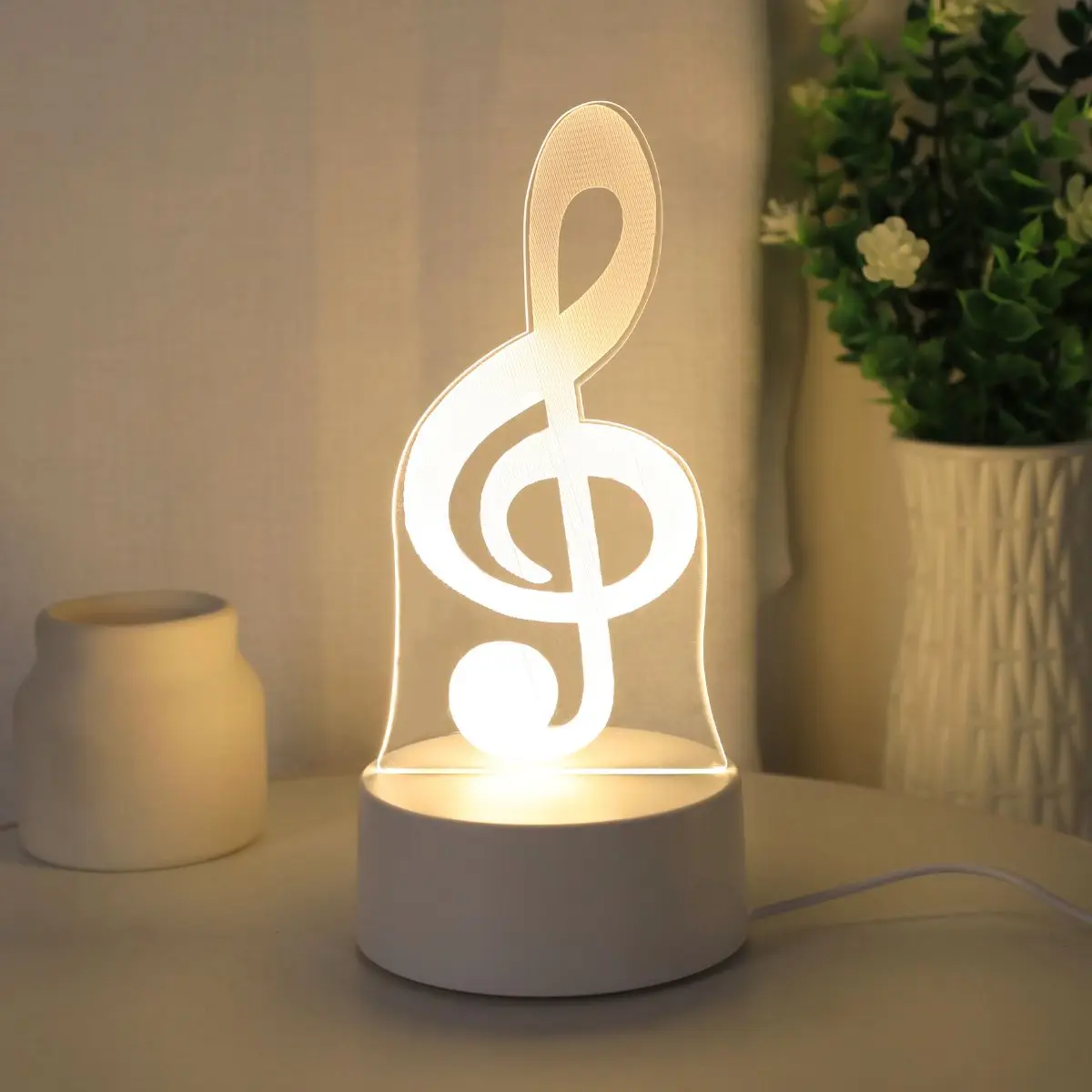 USB 3D Note Shaped Night Lights, Musician Collection Lights, Bedroom Party and Holiday Decoration Lights, Friend Gift Lights