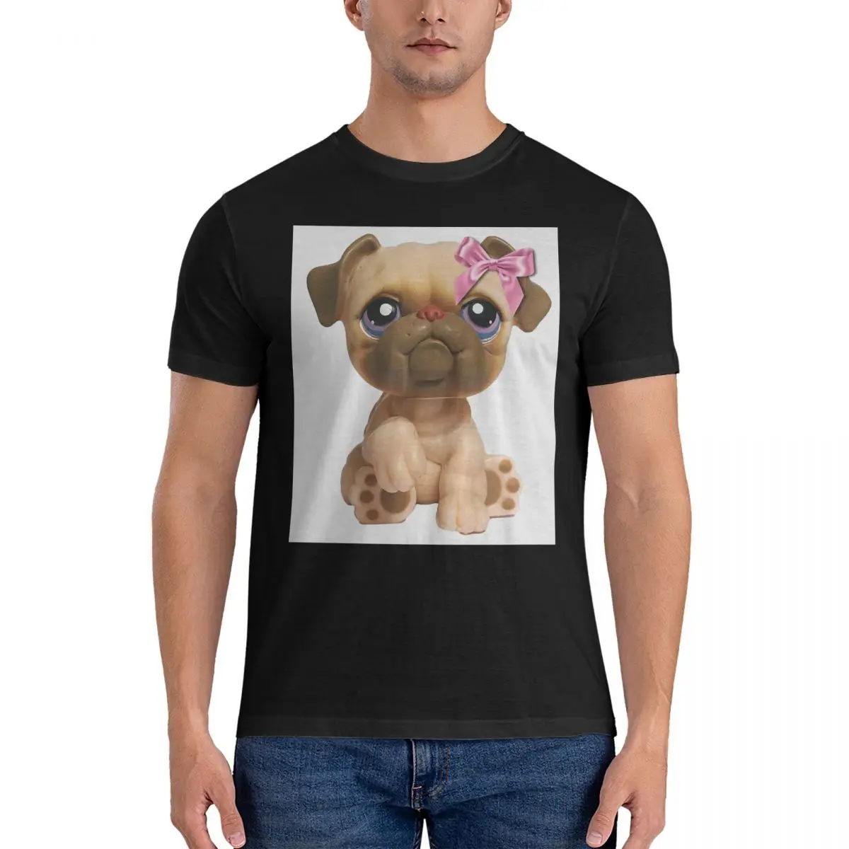 Camiseta Coquette Littlest Pet Shop LPS Bulldog 451 para hombre, camisetas de algodón de talla grande, camisetas para hombre, ropa corta con cuello redondo, Tops