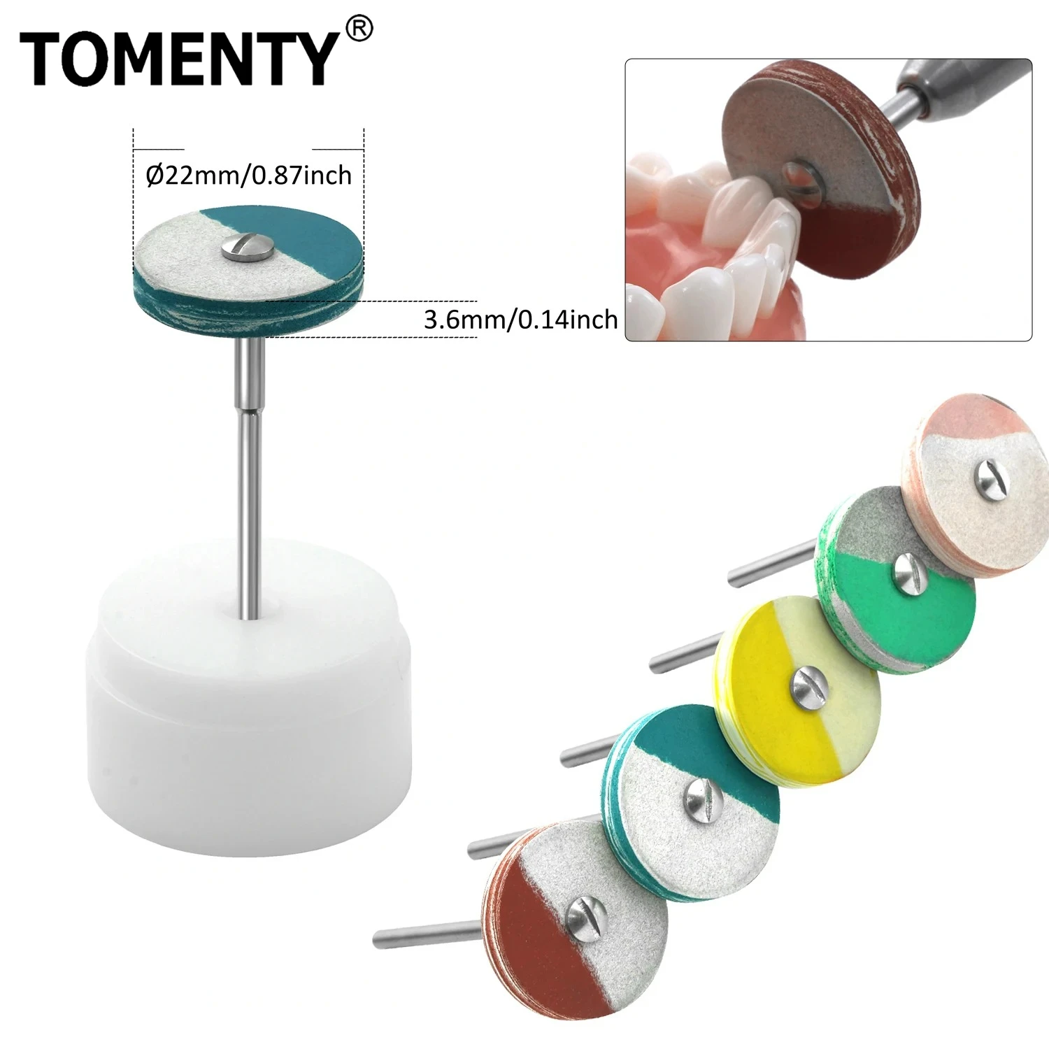 

TOMENTY Dental Rubber Polisher Wheel Disc For Porcelain Zirconia Restorations Polish HP2.35mm Laboratory Tools Dentistry