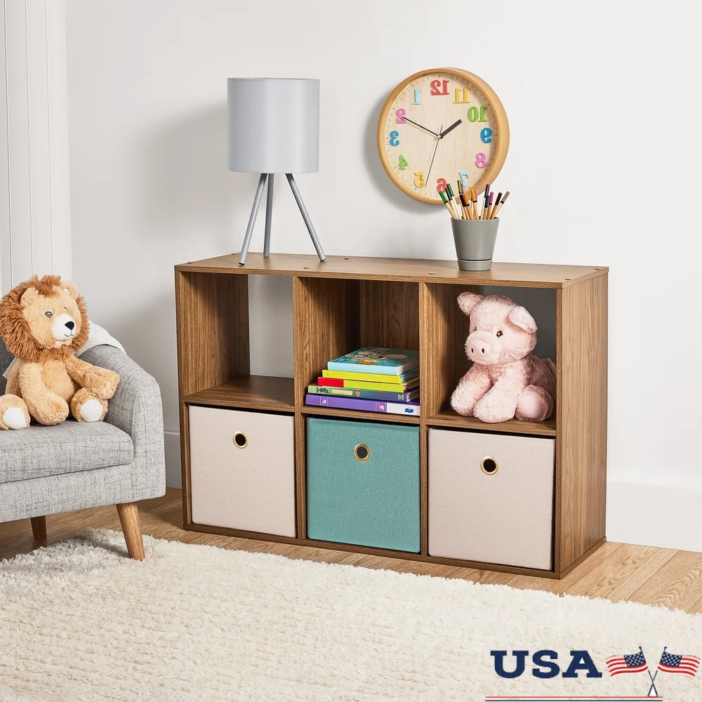 

Stylish 6 Cube Storage Organizer Bookcase Open Closed Shelves Versatile Home Office Living Room Classroom Storage Solution