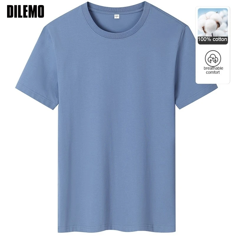 

100 % Cotton Soft New Plain Summer Man Tshirts High Quality Brand Tops Korean Short Sleeve Classic Casual Fashion Men Clothes