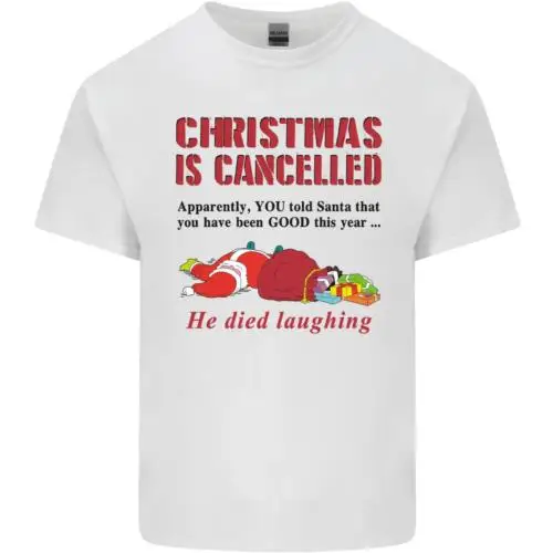 Christmas Is Cancelled Funny Santa Clause Mens Cotton T-Shirt Tee Top