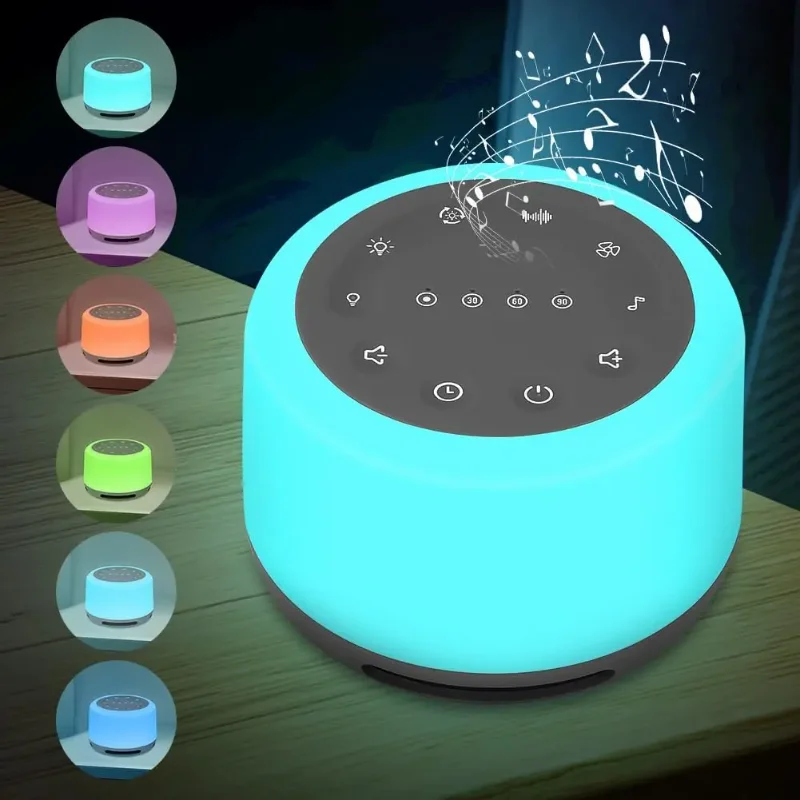 

7 RGB Night Light & 24 Soothing Relax Sleep Sounds Machine with Adjustable Brightness Wireless Speaker White Noise Sound Machine