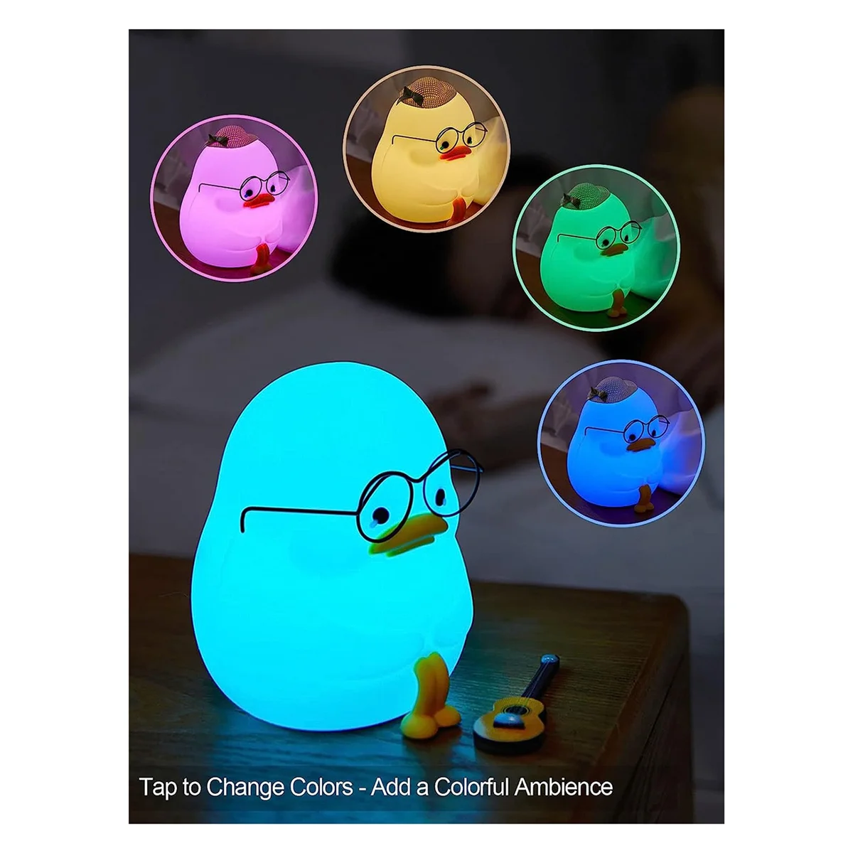 Luce notturna per bambini Happy Duck, luce notturna in Silicone per bambini, lampada in Silicone carina e dimmerabile per una buona notte B