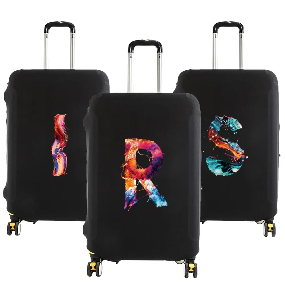 Luggage Protective Cover for 18-28 Inch Fashion Paint 26 Letter Serie Pattern Suitcase Elastic Dust Bags Case Travel Accessories