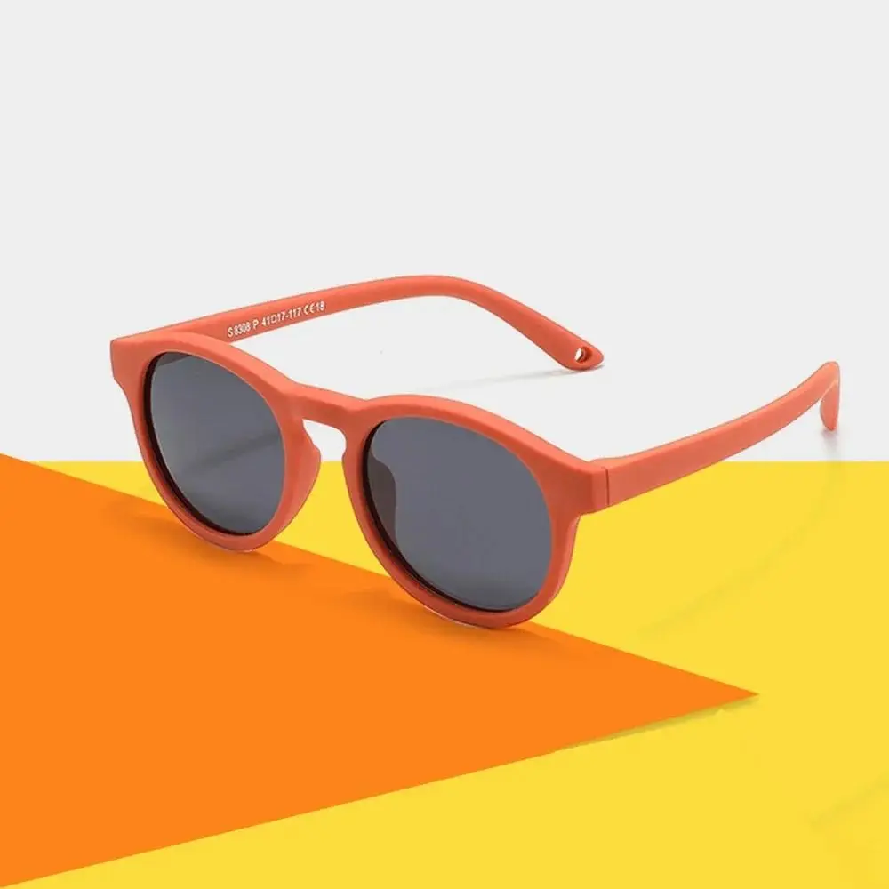 Round Frame Kid's Sunglasses Safety Goggles with Adjustable Strap Sunglasses Unbreakable Flexible Silicone Children Eyewear