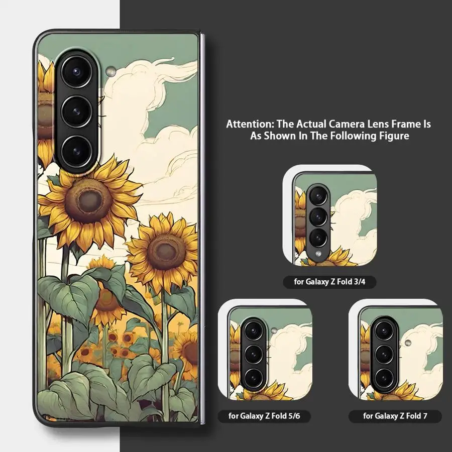 Custodia per Samsung Galaxy ZFold5 ZFold4 ZFold7 ZFold6 Z Fold 7 6 5 4 3 ZFold3 Cover posteriore per telefono Bellissimo mare di girasole
