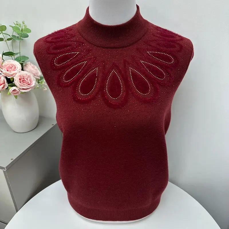 Women's Fall Winter Tops Sweater Pullover Underwear Bottom Shirt Knitting Embroidery Fashion Loose Comfortable Simple M140