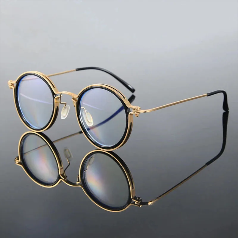 Reading Glasses Men Luxury Round Frame Magnifying Glasses Clear Lens Anti Blue Light Glasses Men Women Metal Reading Glasses New