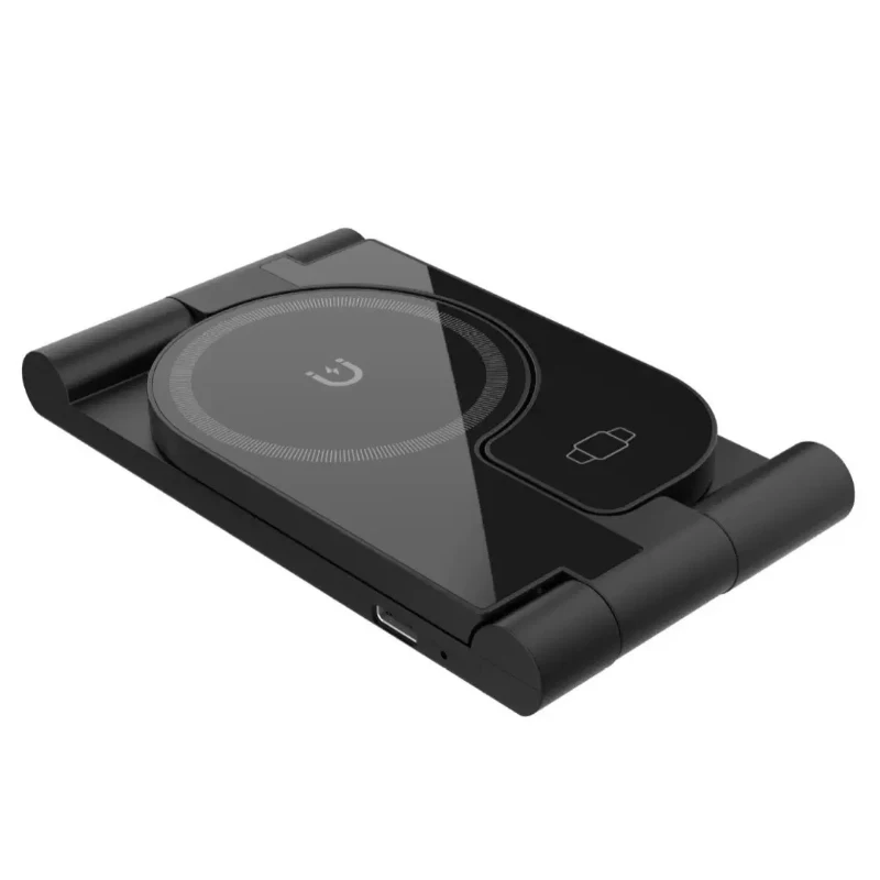 طوي 3 في 1 شاحن لاسلكي حامل الوسادة سطح المكتب محطة شحن سريعة آيفون/سماعات/محطة شحن الساعة