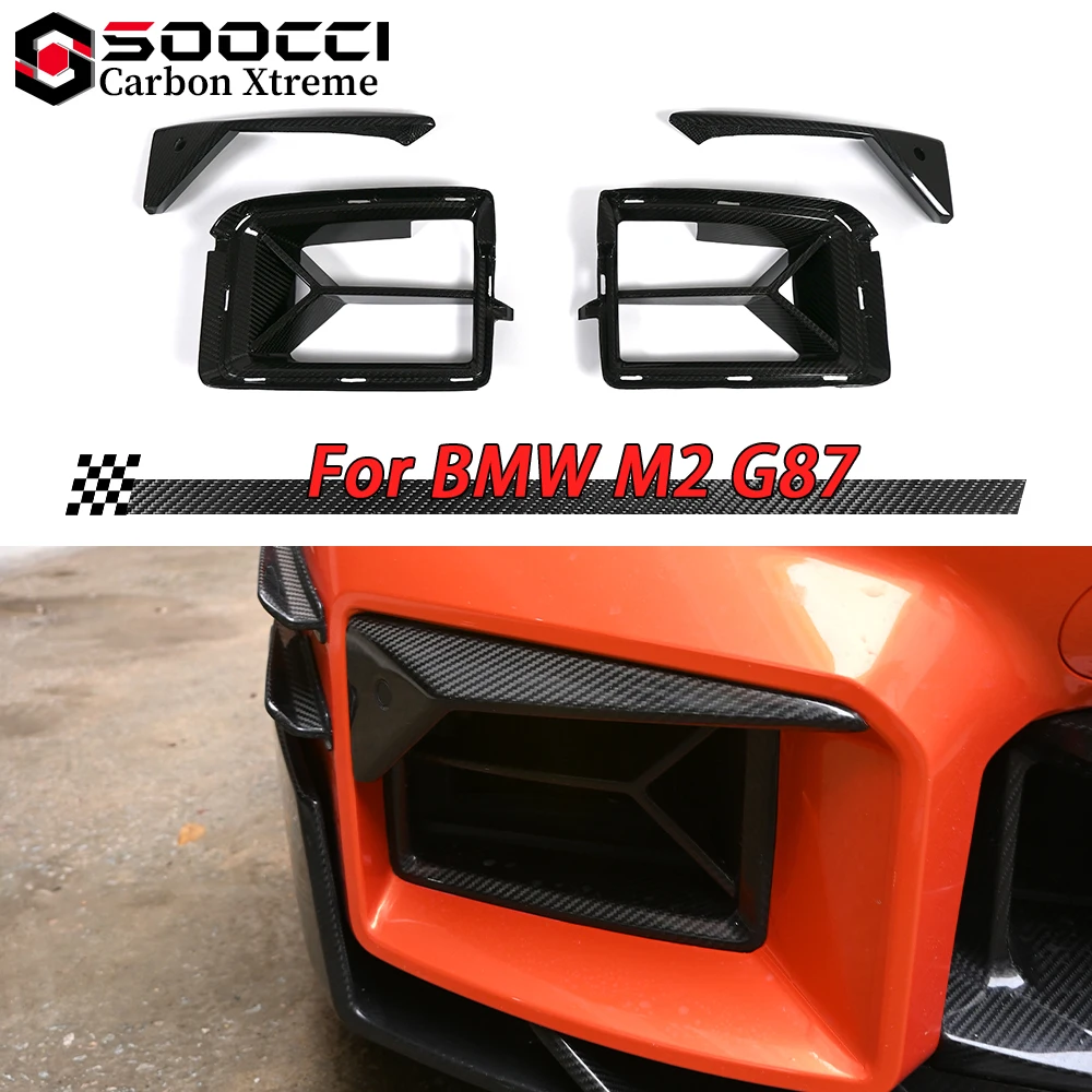 

Dry Carbon Fiber SK Style Front Ducts for BMW G87 M2 Diffuser Splitter Front Air Vent Grille Air Inlets Grills Cover Trim