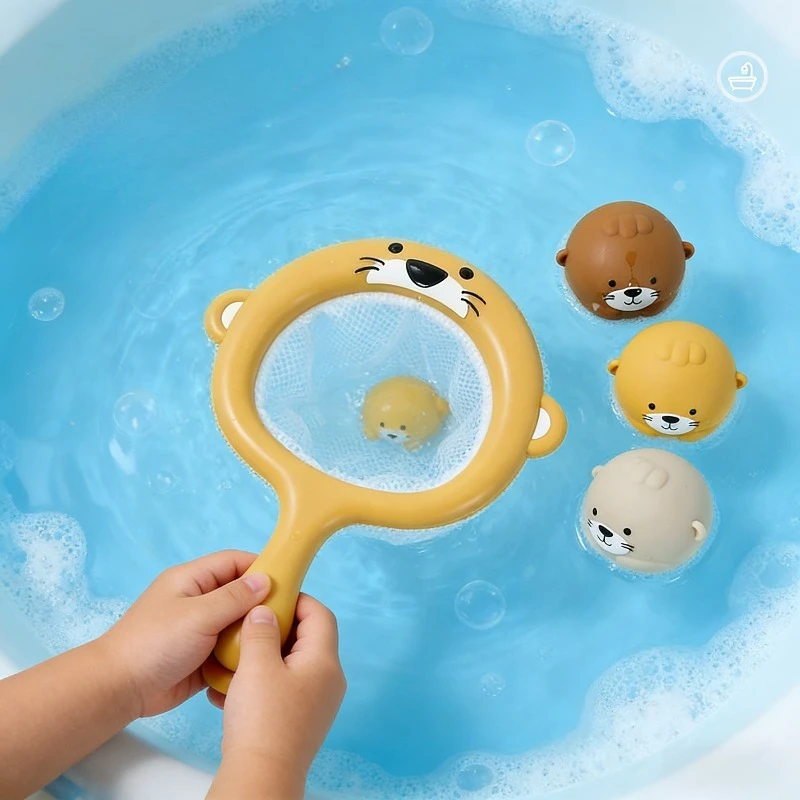 Jouets de bain pour bébé, loutres mignonnes, jouets pour enfants, balles flottantes, filet de pêche, jeu d'eau pour enfants, récupération Parent-enfant