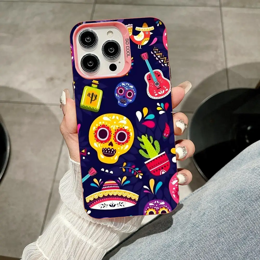 Чехол для мобильного телефона Day of the Dead для iPhone 17, 16, 15, 14, 13, 12, 11 X XR XS 8 7 Pro Max Plus, полупрозрачный розовый чехол, роскошный