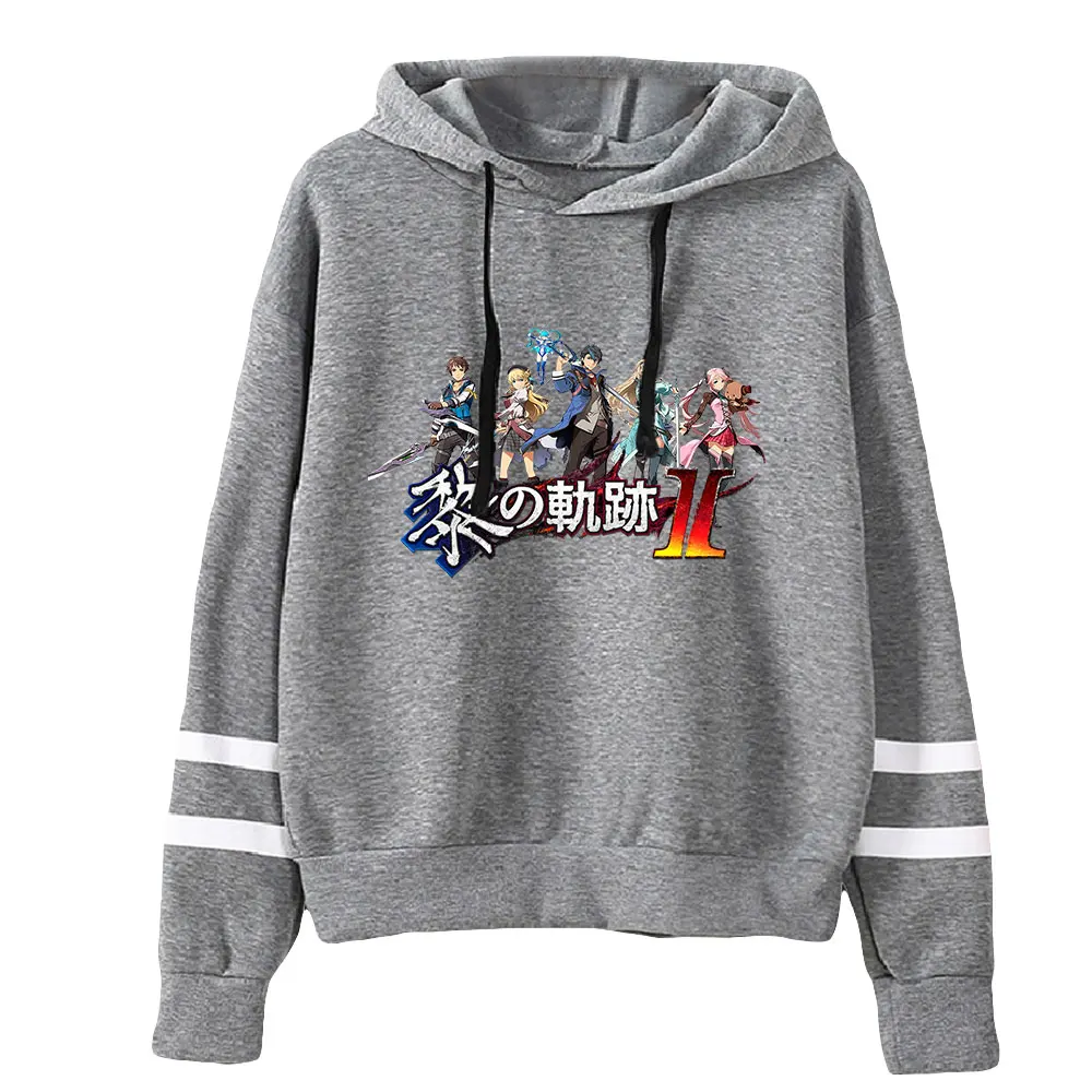 Sudadera con capucha de The Legend of Heroes para hombre y mujer, ropa de juego Unisex con mangas de barras paralelas Sin bolsillo, carmesí, nueva