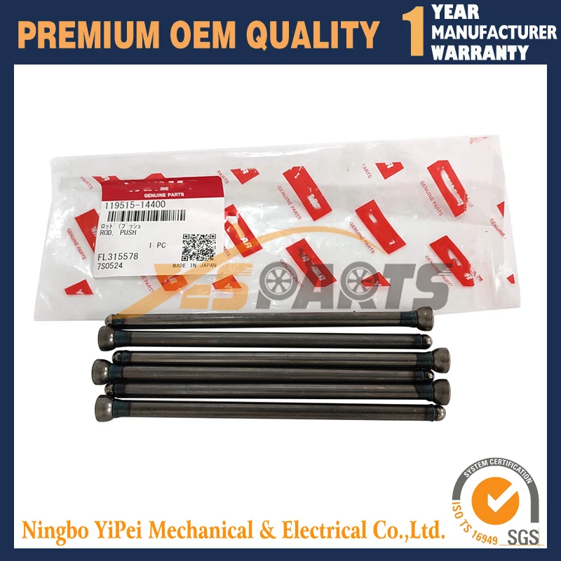 

Original 6pcs 3TNV70 Valve Push rod 119515-14400 For Yanmar Excavator Parts