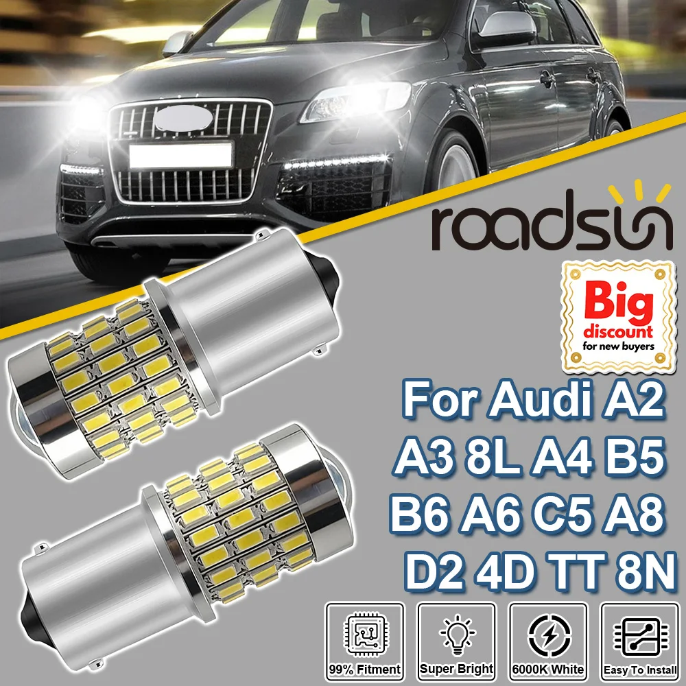 Roadsun 2 Stück 1156 P21W für Audi A2 A3 8L A4 B5 B6 A6 C5 A8 D2 4D TT 8N Ultra LED Projektorlinse Rückfahrlicht Glühbirnen Rückfahrlampe