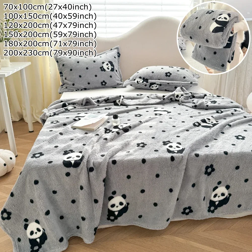 

Panda Printed Fluffy Blanket Soft Comfortable Nap Blankets Outdoor Travel Portable Bedding Fluffy Shawl Air Conditioning Blanket