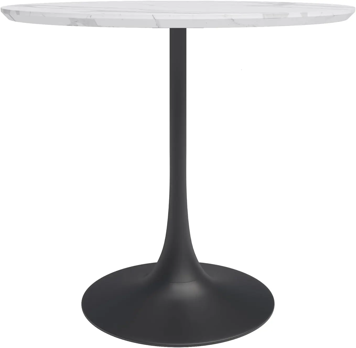 Mesa de cocina Tulip Cafe de 31,5", mármol sintético blanco y negro, mesa de pedestal moderna de mediados de siglo