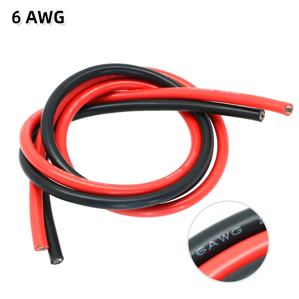 2 meter siliconen draad 8 10 12 14 16 18 20 22AWG hittebestendige zachte siliconen silica gel draadkabel (1 meter rood + 1 meter zwart)