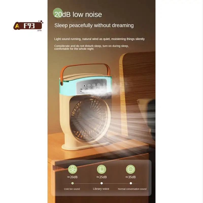 AF93-Air Conditioner Fan USB Personal Air Cooler Mini Humidifier Misting Fan With 7 Colors LED Lights Portable Fan