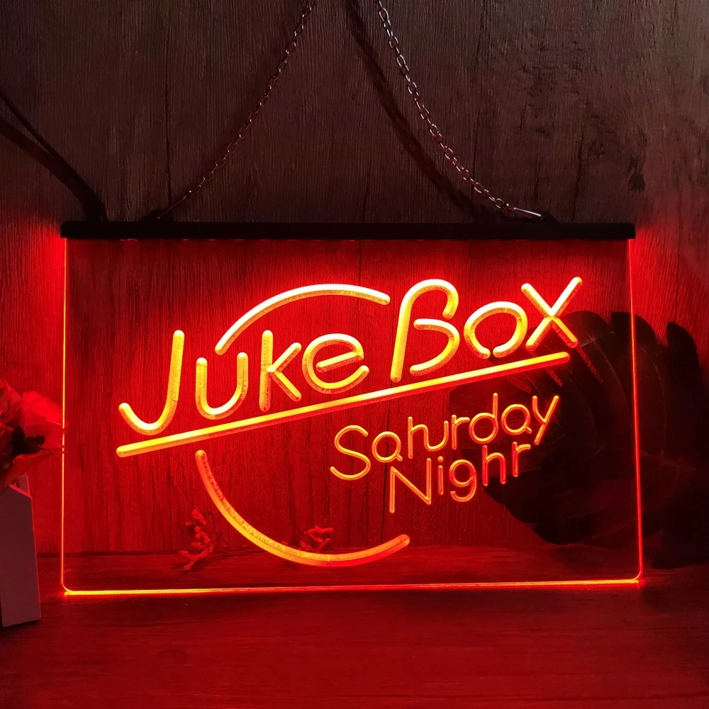 Juke Box Saturday Night Bar Pub LED Neon Sign-3D Carving Wall Art for Home,Room,Bedroom,Office,Farmhouse Decor neon sign