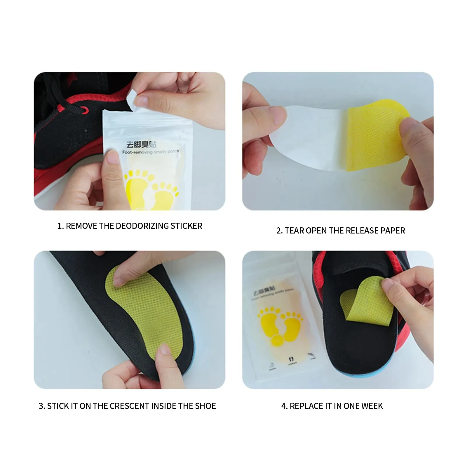Disposable Shoes Deodorant Sticker Sneaker Lemon Smell Fresh Deodorant Insole Fragrance Enhance Sterilization Foot Care Stickers