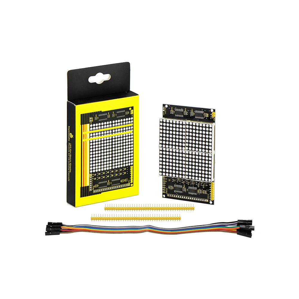 Keyestudio 16*16 Dot Matrix + 2 Stuks Pin Header + Dupont Lijn Voor Arduino Uno Projecten Compatibel Met 12864 Interface