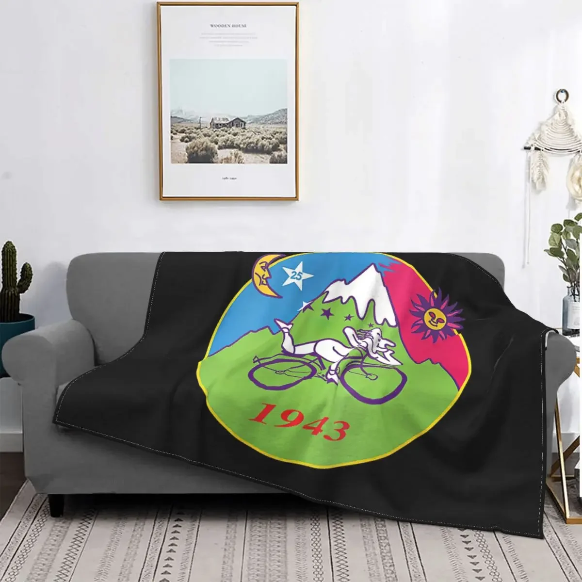 Ultra-Soft Fleece Albert Hoffman LSD Bicycle Day Throw Blankets Warm Flannel Acid Blotter Party Blankets for Bed Car Sofa Quilt