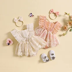 Baby Girl Dresses Infant First Birthday Outfit Summer Toddler Photoshoot Romper Dress Cake Smash Party Clothes