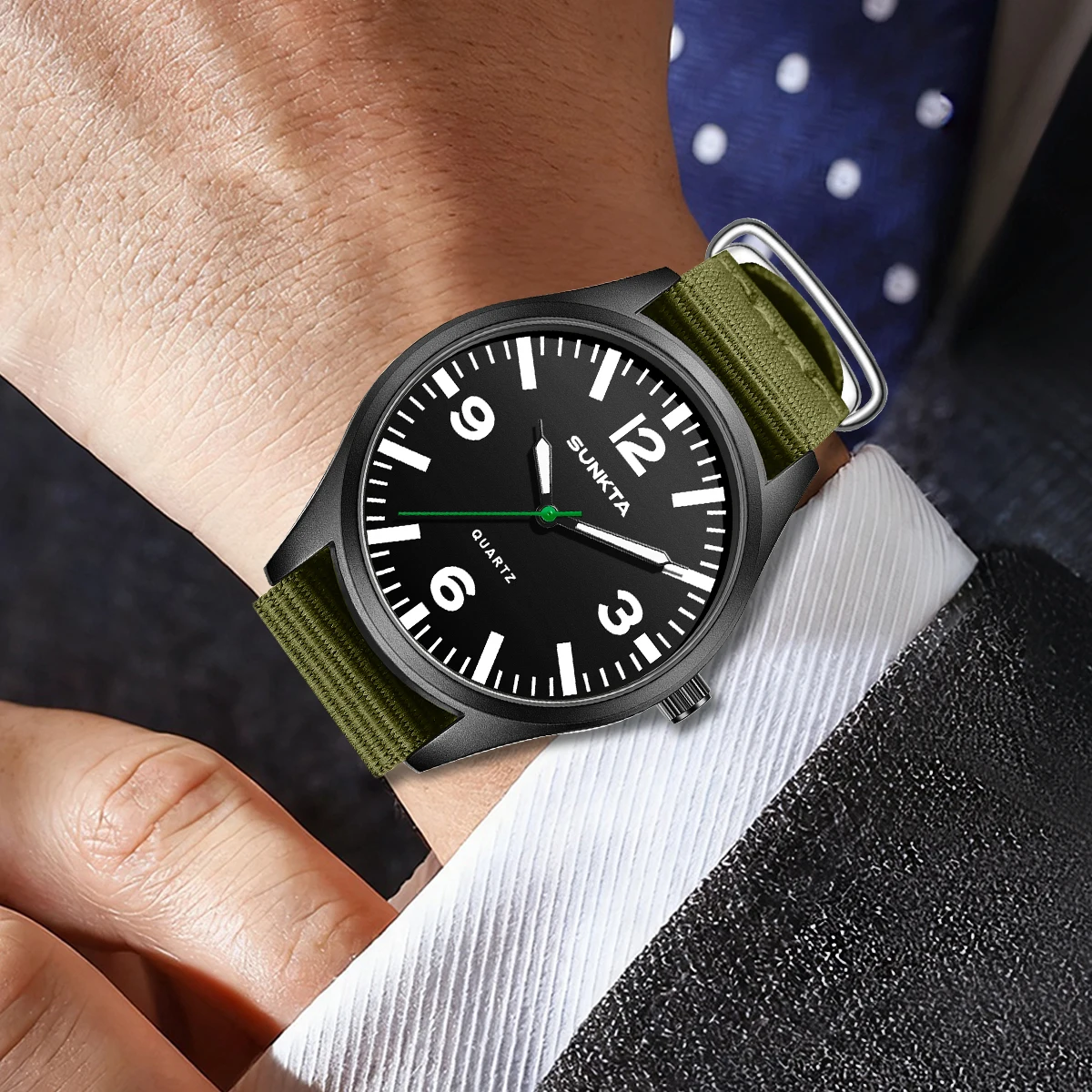 SUNKTA 2026 ساعات فاخرة رجالي عادية الأعمال مقاوم للماء ساعة اليد النايلون ساعة مضيئة بسيطة ساعات كوارتز للرجال reloj