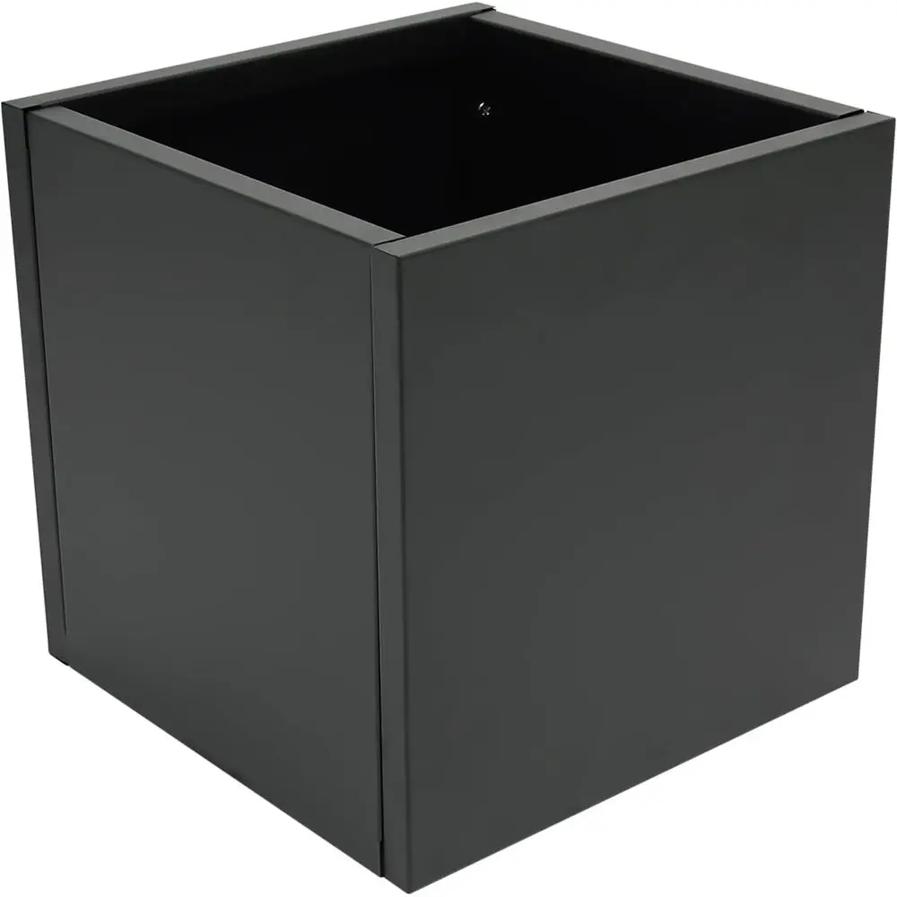 

32-квадратная стальная коробка для цветов, сверхмощный уличный/внутренний высокий контейнер для растений для растений, цветов и кустарников (черный)