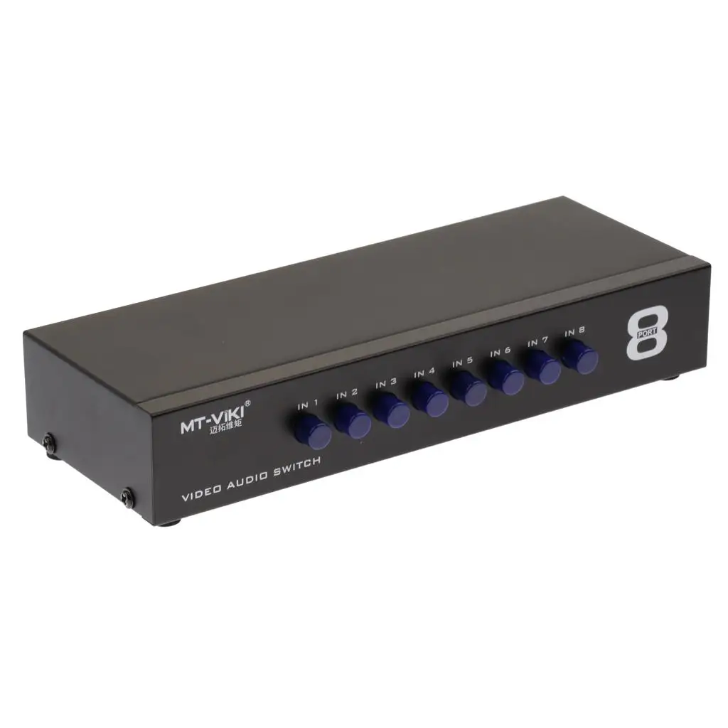 Audio Video Composite Selector 8 Input 1 Output AV Switch Box High Isolation Iron Shell for Digital Home Theater Display